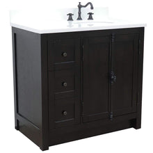 Load image into Gallery viewer, Bellaterra Home Vanity BellaTerra 37&quot; Single vanity in Brown Ash finish with White quartz top and oval sink - Right doors/Right sink 400100-37R-BA-WEO
