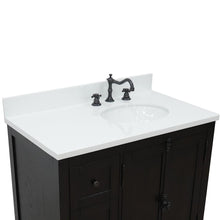 Load image into Gallery viewer, Bellaterra Home Vanity BellaTerra 37&quot; Single vanity in Brown Ash finish with White quartz top and oval sink - Right doors/Right sink 400100-37R-BA-WEO