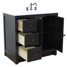 Load image into Gallery viewer, Bellaterra Home Vanity BellaTerra 37&quot; Single vanity in Brown Ash finish with White quartz top and oval sink - Right doors/Right sink 400100-37R-BA-WEO