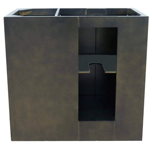 Bellaterra Home Vanity BellaTerra 37" Single vanity in Brown Ash finish with White quartz top and rectangle sink - Left doors/Left sink 400100-37L-BA-WER