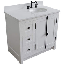 Load image into Gallery viewer, Bellaterra Home Vanity BellaTerra 37&quot; Single vanity in Glacier Ash finish with White quartz top and oval sink - Right doors/Right sink 400100-37R-GA-WEO