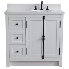 Load image into Gallery viewer, Bellaterra Home Vanity BellaTerra 37&quot; Single vanity in Glacier Ash finish with White quartz top and oval sink - Right doors/Right sink 400100-37R-GA-WEO