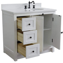 Load image into Gallery viewer, Bellaterra Home Vanity BellaTerra 37&quot; Single vanity in Glacier Ash finish with White quartz top and oval sink - Right doors/Right sink 400100-37R-GA-WEO