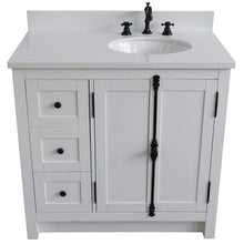 Load image into Gallery viewer, Bellaterra Home Vanity BellaTerra 37&quot; Single vanity in Glacier Ash finish with White quartz top and oval sink - Right doors/Right sink 400100-37R-GA-WEO