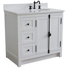 Load image into Gallery viewer, Bellaterra Home Vanity BellaTerra 37&quot; Single vanity in Glacier Ash finish with White quartz top and oval sink - Right doors/Right sink 400100-37R-GA-WEO
