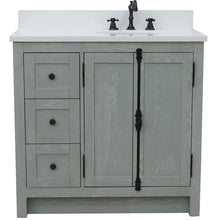 Load image into Gallery viewer, Bellaterra Home Vanity BellaTerra 37&quot; Single vanity in Gray Ash finish with White quartz top and oval sink - Right doors/Right sink 400100-37R-GYA-WEO