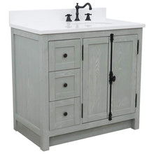 Load image into Gallery viewer, Bellaterra Home Vanity BellaTerra 37&quot; Single vanity in Gray Ash finish with White quartz top and oval sink - Right doors/Right sink 400100-37R-GYA-WEO