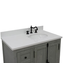 Load image into Gallery viewer, Bellaterra Home Vanity BellaTerra 37&quot; Single vanity in Gray Ash finish with White quartz top and oval sink - Right doors/Right sink 400100-37R-GYA-WEO