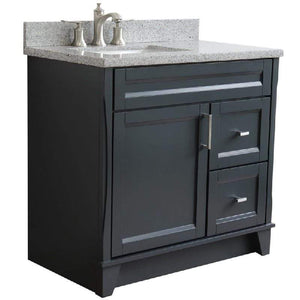 Bellaterra Home Vanity BellaTerra 400700-37L-DG-GYRL 37" Single sink vanity in Dark Gray finish with Gray granite and Left door/Left sink