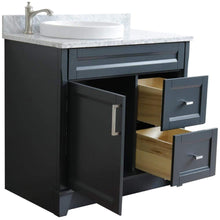 Load image into Gallery viewer, Bellaterra Home Vanity BellaTerra 400700-37L-DG-WMRDL 37&quot; Single sink vanity in Dark Gray finish with White carrara marble and Left door/Round Left sink