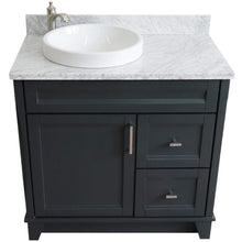 Load image into Gallery viewer, Bellaterra Home Vanity BellaTerra 400700-37L-DG-WMRDL 37&quot; Single sink vanity in Dark Gray finish with White carrara marble and Left door/Round Left sink