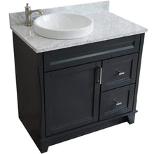 Load image into Gallery viewer, Bellaterra Home Vanity BellaTerra 400700-37L-DG-WMRDL 37&quot; Single sink vanity in Dark Gray finish with White carrara marble and Left door/Round Left sink