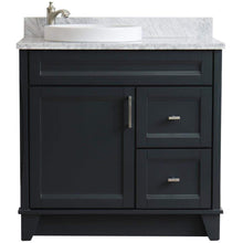 Load image into Gallery viewer, Bellaterra Home Vanity BellaTerra 400700-37L-DG-WMRDL 37&quot; Single sink vanity in Dark Gray finish with White carrara marble and Left door/Round Left sink