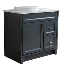 Load image into Gallery viewer, Bellaterra Home Vanity BellaTerra 400700-37L-DG-WMRDL 37&quot; Single sink vanity in Dark Gray finish with White carrara marble and Left door/Round Left sink