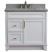 Load image into Gallery viewer, Bellaterra Home Vanity BellaTerra 400700-37R-WH-GYRC 37&quot; Single sink vanity in White finish with Gray granite and CENTER rectangle sink- RIGHT drawers