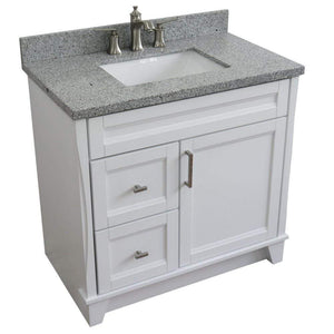 Bellaterra Home Vanity BellaTerra 400700-37R-WH-GYRC 37" Single sink vanity in White finish with Gray granite and CENTER rectangle sink- RIGHT drawers