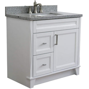 Bellaterra Home Vanity BellaTerra 400700-37R-WH-GYRC 37" Single sink vanity in White finish with Gray granite and CENTER rectangle sink- RIGHT drawers