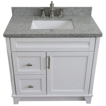 Load image into Gallery viewer, Bellaterra Home Vanity BellaTerra 400700-37R-WH-GYRC 37&quot; Single sink vanity in White finish with Gray granite and CENTER rectangle sink- RIGHT drawers