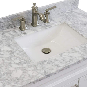 Bellaterra Home Vanity BellaTerra 400700-37R-WH-WMRC 37" Single sink vanity in White finish with White carrara marble and CENTER rectangle sink- RIGHT drawers