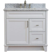 Load image into Gallery viewer, Bellaterra Home Vanity BellaTerra 400700-37R-WH-WMRC 37&quot; Single sink vanity in White finish with White carrara marble and CENTER rectangle sink- RIGHT drawers