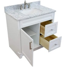 Load image into Gallery viewer, Bellaterra Home Vanity BellaTerra 400700-37R-WH-WMRC 37&quot; Single sink vanity in White finish with White carrara marble and CENTER rectangle sink- RIGHT drawers