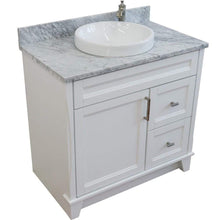 Load image into Gallery viewer, Bellaterra Home Vanity BellaTerra 400700-37R-WH-WMRDC 37&quot; Single sink vanity in White finish with White carrara marble and CENTER round sink- RIGHT drawers