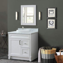 Load image into Gallery viewer, Bellaterra Home Vanity BellaTerra 400700-37R-WH-WMRDC 37&quot; Single sink vanity in White finish with White carrara marble and CENTER round sink- RIGHT drawers