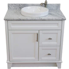Load image into Gallery viewer, Bellaterra Home Vanity BellaTerra 400700-37R-WH-WMRDC 37&quot; Single sink vanity in White finish with White carrara marble and CENTER round sink- RIGHT drawers