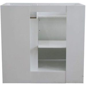 Bellaterra Home Vanity BellaTerra 400700-37R-WH-WMRDC 37" Single sink vanity in White finish with White carrara marble and CENTER round sink- RIGHT drawers