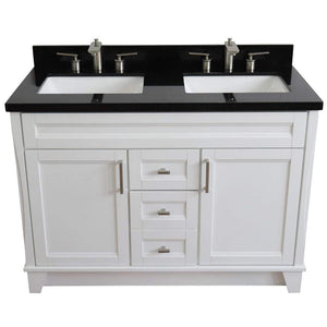Bellaterra Home Vanity BellaTerra 400700-49D-WH-BGR 48" Double sink vanity in White finish with Black galaxy granite and rectangle sink
