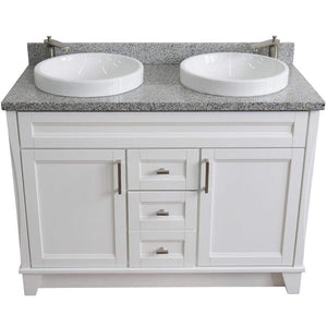 Bellaterra Home Vanity BellaTerra 400700-49D-WH-GYRD 48" Double sink vanity in White finish with Gray granite and round sink