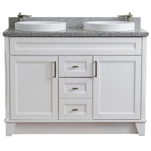 Bellaterra Home Vanity BellaTerra 400700-49D-WH-GYRD 48" Double sink vanity in White finish with Gray granite and round sink