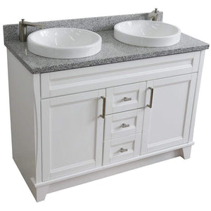 Bellaterra Home Vanity BellaTerra 400700-49D-WH-GYRD 48" Double sink vanity in White finish with Gray granite and round sink