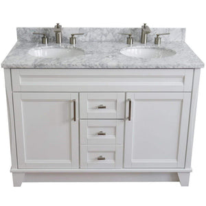 Bellaterra Home Vanity BellaTerra 400700-49D-WH-WMO 48" Double sink vanity in White finish with White carrara marble and oval sink