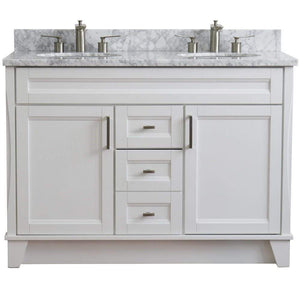 Bellaterra Home Vanity BellaTerra 400700-49D-WH-WMO 48" Double sink vanity in White finish with White carrara marble and oval sink