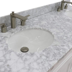 Bellaterra Home Vanity BellaTerra 400700-61D-WH-WMO 61" Double sink vanity in White finish and White carrara marble and oval sink