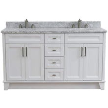 Load image into Gallery viewer, Bellaterra Home Vanity BellaTerra 400700-61D-WH-WMO 61&quot; Double sink vanity in White finish and White carrara marble and oval sink