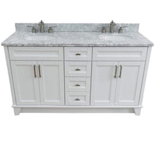 Load image into Gallery viewer, Bellaterra Home Vanity BellaTerra 400700-61D-WH-WMO 61&quot; Double sink vanity in White finish and White carrara marble and oval sink
