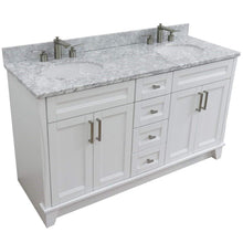 Load image into Gallery viewer, Bellaterra Home Vanity BellaTerra 400700-61D-WH-WMO 61&quot; Double sink vanity in White finish and White carrara marble and oval sink