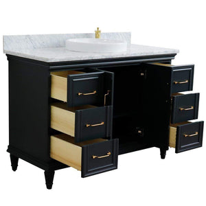 Bellaterra Home Vanity BellaTerra 400800-49S-DG-WMRD 49" Single sink vanity in Dark Gray finish with White carrara marble and round sink