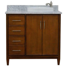 Load image into Gallery viewer, Bellaterra Home Vanity BellaTerra 400901-37R-WA-WMRDR 37&quot; Single vanity in Walnut finish with White Carrara and round sink- Right door/Right sink