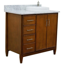 Load image into Gallery viewer, Bellaterra Home Vanity BellaTerra 400901-37R-WA-WMRDR 37&quot; Single vanity in Walnut finish with White Carrara and round sink- Right door/Right sink