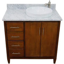 Load image into Gallery viewer, Bellaterra Home Vanity BellaTerra 400901-37R-WA-WMRDR 37&quot; Single vanity in Walnut finish with White Carrara and round sink- Right door/Right sink