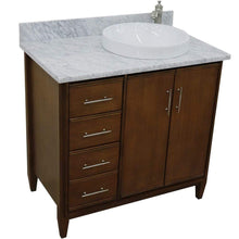 Load image into Gallery viewer, Bellaterra Home Vanity BellaTerra 400901-37R-WA-WMRDR 37&quot; Single vanity in Walnut finish with White Carrara and round sink- Right door/Right sink