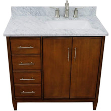 Load image into Gallery viewer, Bellaterra Home Vanity BellaTerra 400901-37R-WA-WMRR 37&quot; Single vanity in Walnut finish with White Carrara and rectangle sink- Right door/Right sink