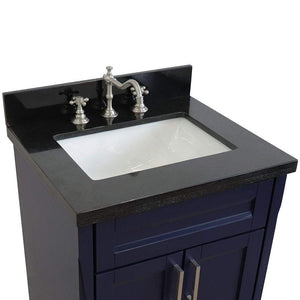 Bellaterra Home Vanity BellaTerra Home 25" Single Sink Vanity in Blue Finish with Black Galaxy Granite and Rectangle Sink 400700-25-BU-BGR