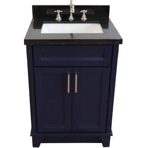 Bellaterra Home Vanity BellaTerra Home 25" Single Sink Vanity in Blue Finish with Black Galaxy Granite and Rectangle Sink 400700-25-BU-BGR