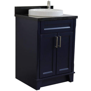 Bellaterra Home Vanity BellaTerra Home 25" Single Sink Vanity in Blue finish with Black Galaxy Granite and Round Sink 400700-25-BU-BGRD