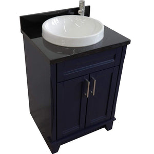 Bellaterra Home Vanity BellaTerra Home 25" Single Sink Vanity in Blue finish with Black Galaxy Granite and Round Sink 400700-25-BU-BGRD