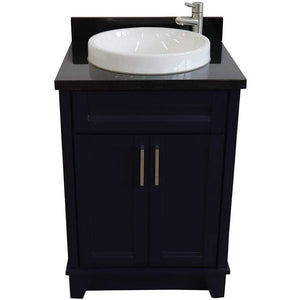 Bellaterra Home Vanity BellaTerra Home 25" Single Sink Vanity in Blue finish with Black Galaxy Granite and Round Sink 400700-25-BU-BGRD
